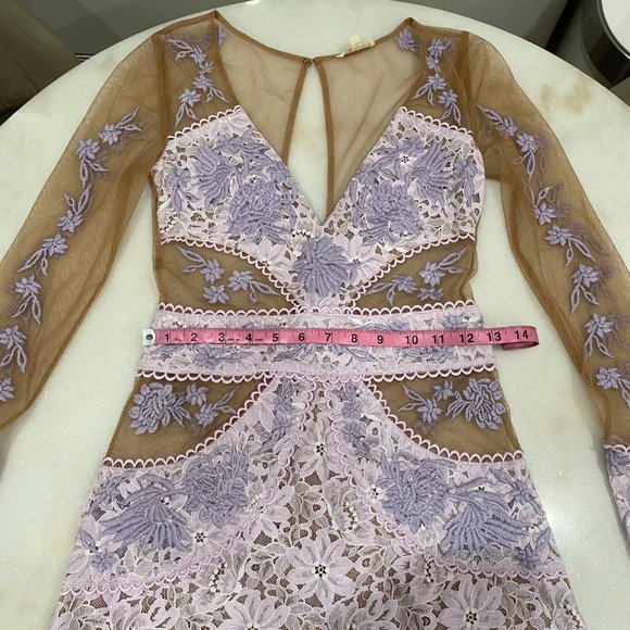 For Love and Lemons Matador Tulle Floral Lace Dress in Lilac Purple - Size Small - Picture 12 of 15